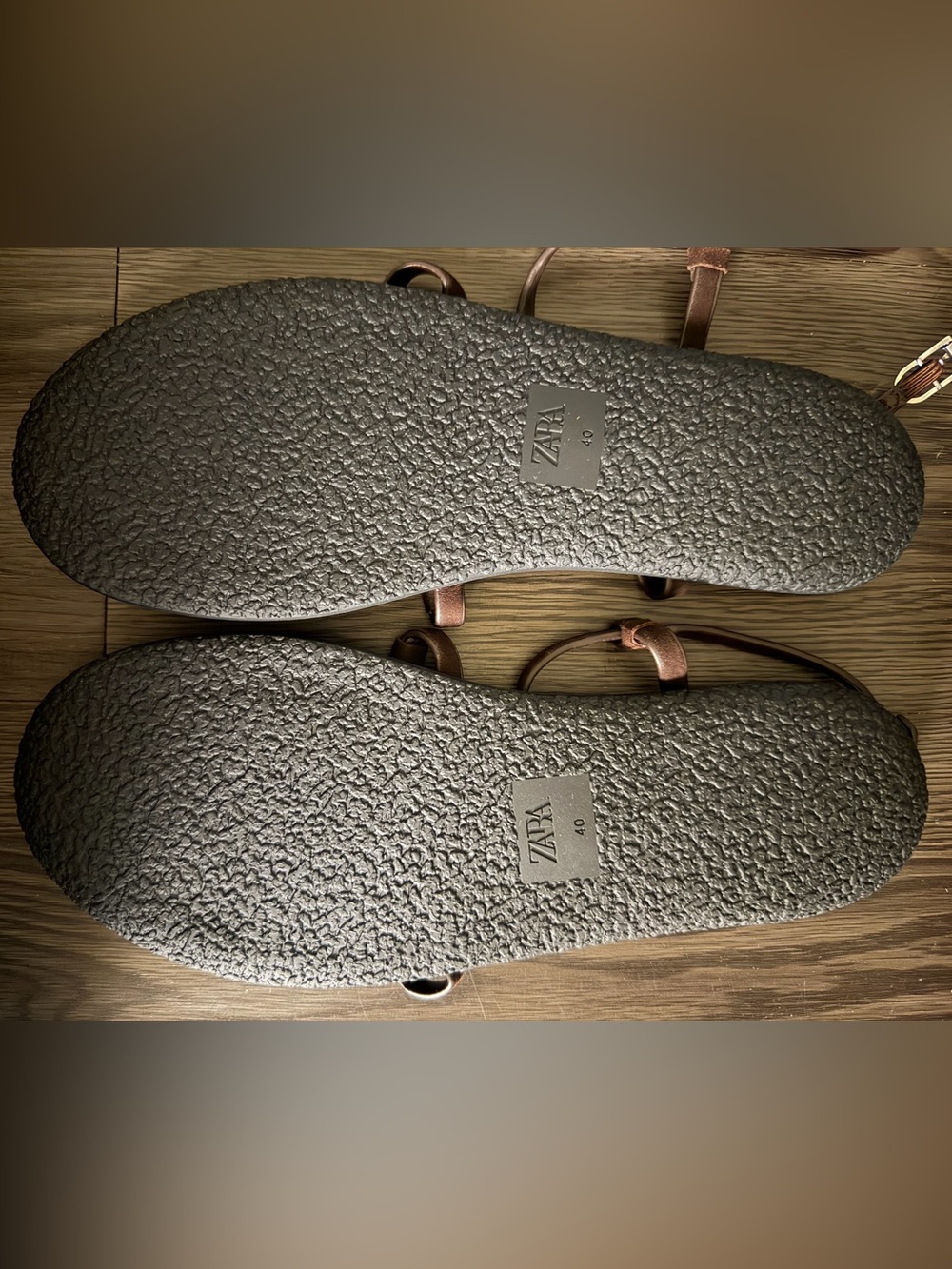 New! Zara Women’s Brown Cowhide Accent Leather Sandals - Picture 2 of 3